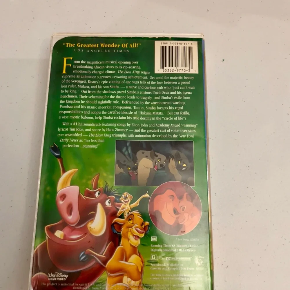 Disney’s Masterpiece Collection The Lion King VHS Movie 2977